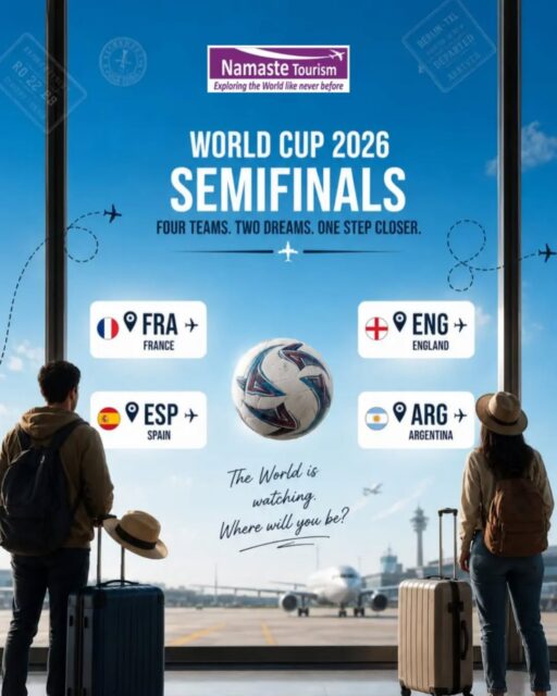 🏆 Four teams. Two dreams. One unforgettable journey. ✈️⚽

The World Cup 2026 Semi Finals are here. Wherever you're watching from, let football inspire your next adventure.

The world is watching. Where will you be? 🌍

@fifa  @fifaworldcup 

#WorldCup2026 #SemiFinals #FootballFever #SportsTravel #FootballFans

{ fifa, semis, football, world cup, travel }